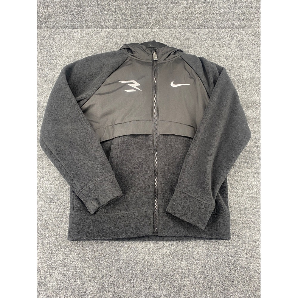 Nike 3 Brand Russell Wilson Fleece Full Zip Hooded Jacket Boys Small 8-10 Black